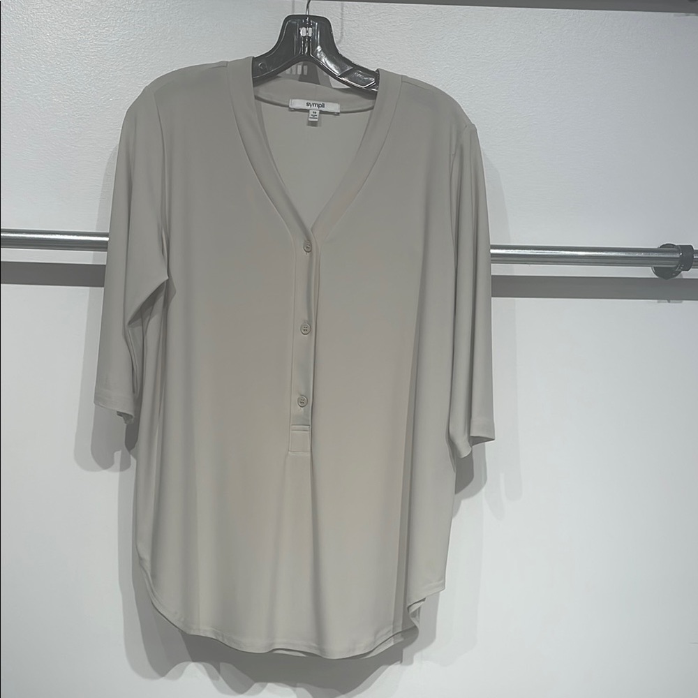 Sympli Taupe V-Neck Henley
